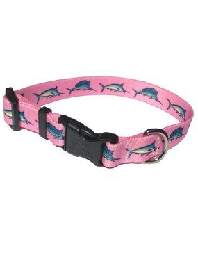 Pink Billfish Washable Dog Collar by Yellow Dog Designs Sizes M - L
